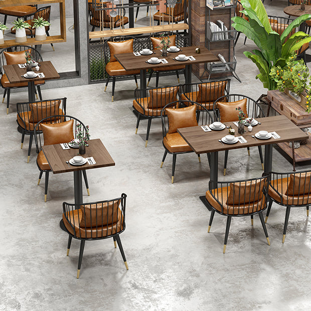 Industrial Solid Wood Dinner Room Kitchen Table Brown Top Table with Black Frame for Dining Room
