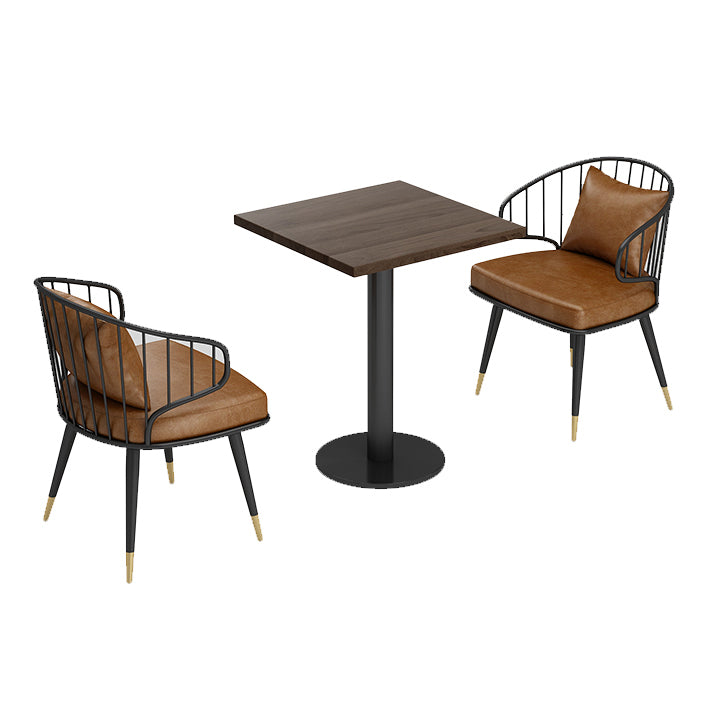 Industrial Solid Wood Dinner Room Kitchen Table Brown Top Table with Black Frame for Dining Room