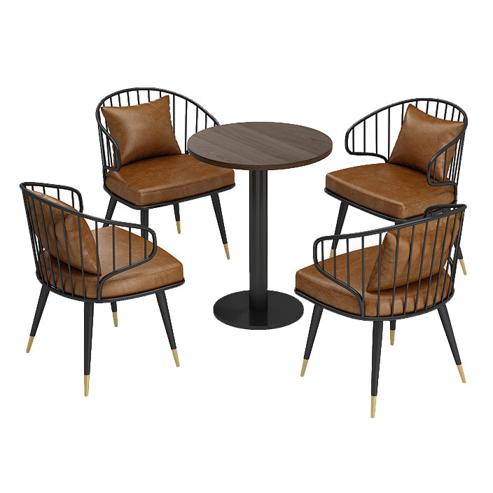 Industrial Solid Wood Dinner Room Kitchen Table Brown Top Table with Black Frame for Dining Room