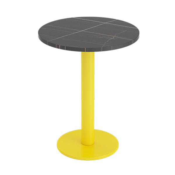 Mesa industrial de piedra sinterizada para comedor, cocina, mesa superior negra con marco amarillo