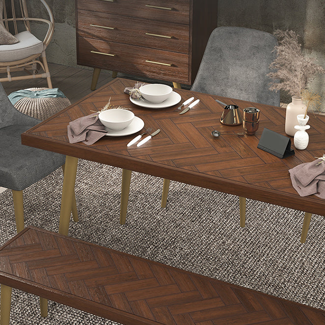 Mesa de comedor de madera maciza de estilo de lujo 4 Pats Base Rectangle Mesa para el hogar