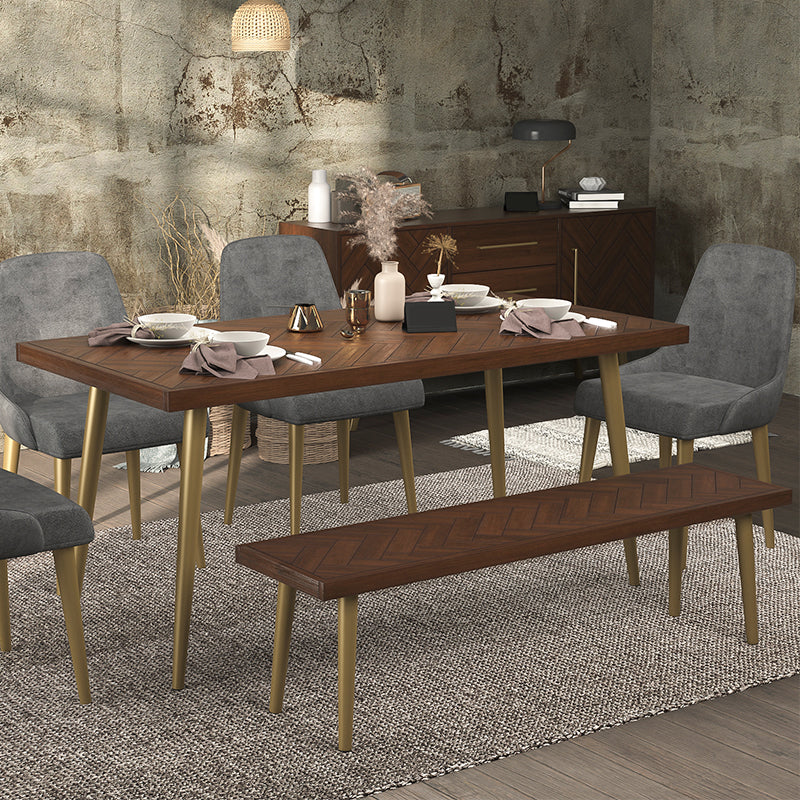 Mesa de comedor de madera maciza de estilo de lujo 4 Pats Base Rectangle Mesa para el hogar