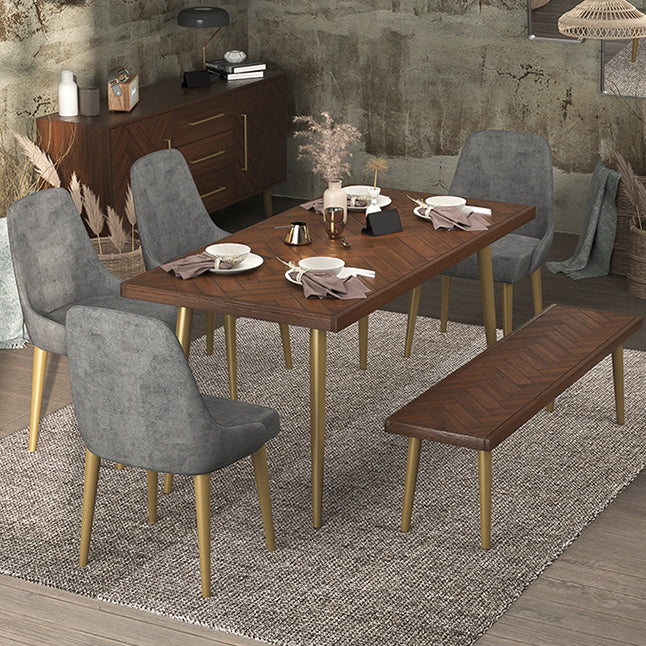 Mesa de comedor de madera maciza de estilo de lujo 4 Pats Base Rectangle Mesa para el hogar