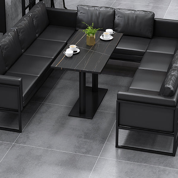 Industrial Sintered Stone Dinner Room Küchentisch Black Top Tisch mit schwarzem Rahmen