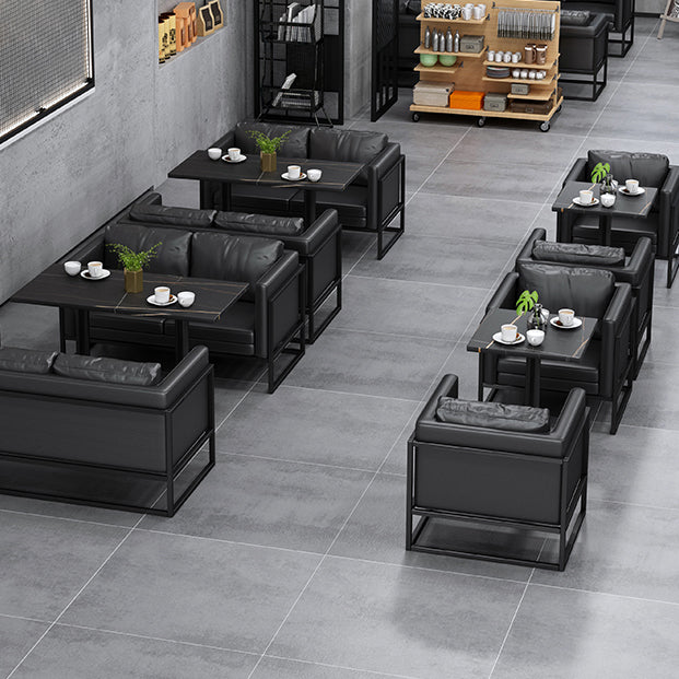 Industrial Sintered Stone Dinner Room Küchentisch Black Top Tisch mit schwarzem Rahmen