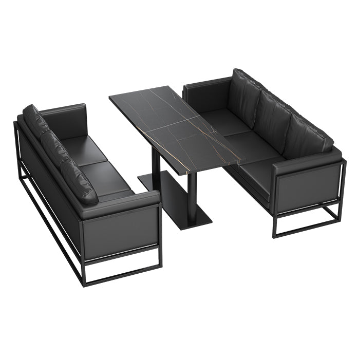 Industrial Sintered Stone Dinner Room Küchentisch Black Top Tisch mit schwarzem Rahmen