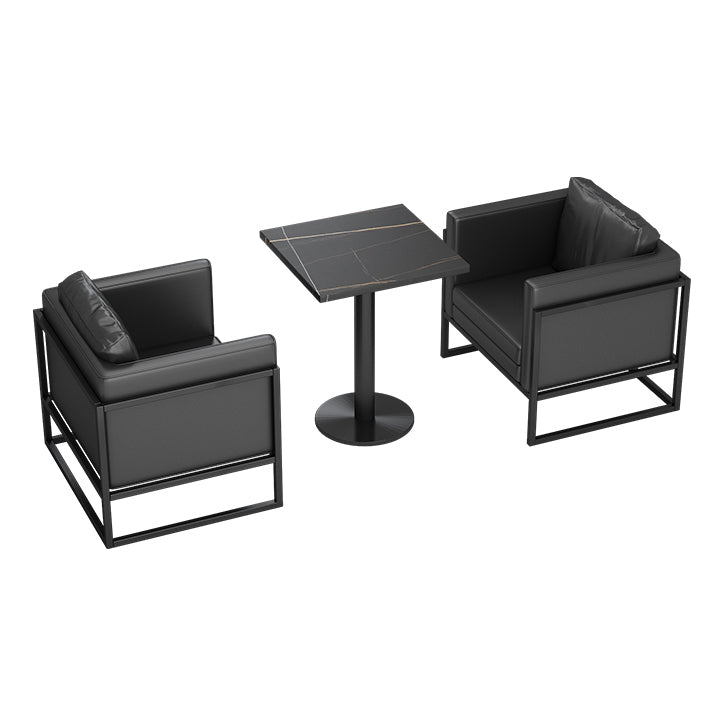 Industrial Sintered Stone Dinner Room Küchentisch Black Top Tisch mit schwarzem Rahmen
