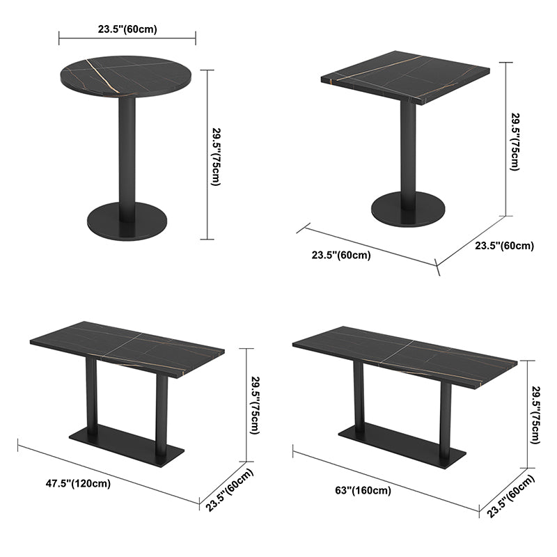 Industrial Sintered Stone Dinner Room Küchentisch Black Top Tisch mit schwarzem Rahmen