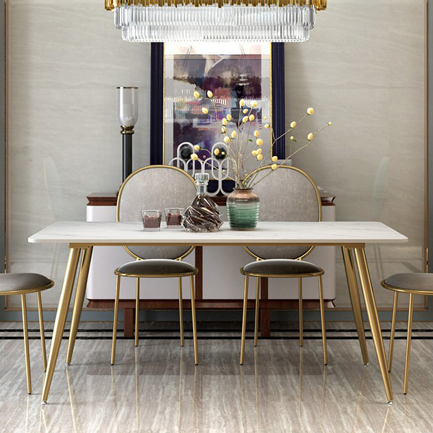 Metal Traditional Luxury Rectangle Indoor Table Sintered Stone Table with Legs