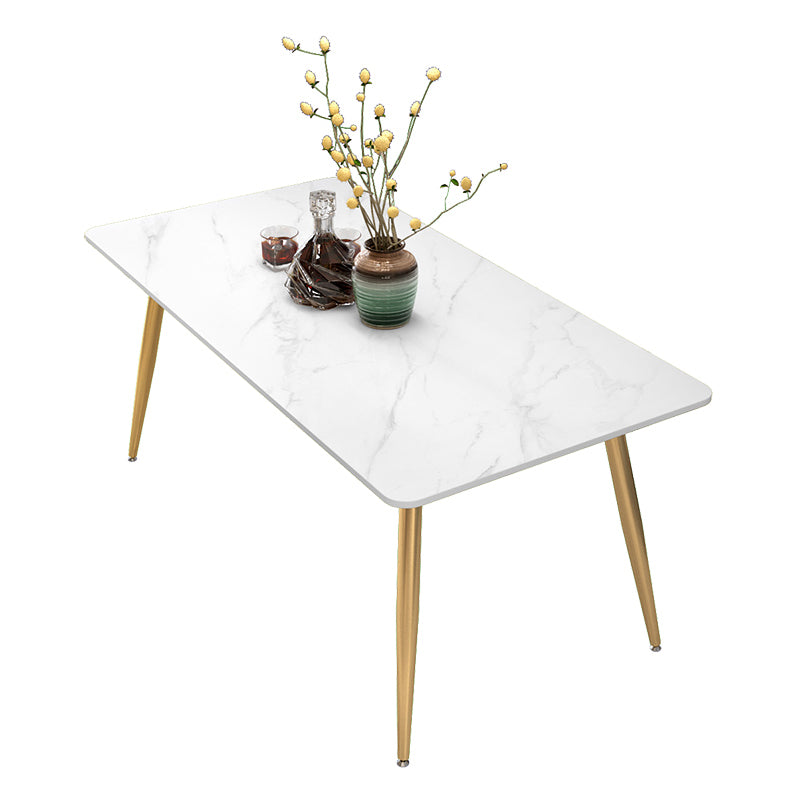 Metal Traditional Luxury Rectangle Indoor Table Sintered Stone Table with Legs