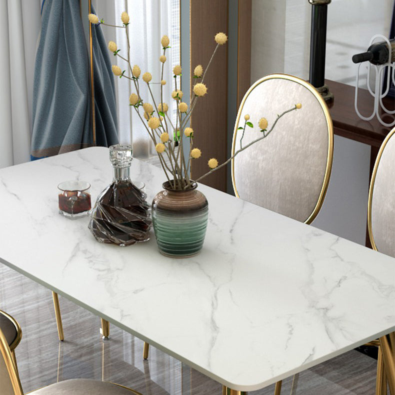Metal Traditional Luxury Rectangle Indoor Table Sintered Stone Table with Legs