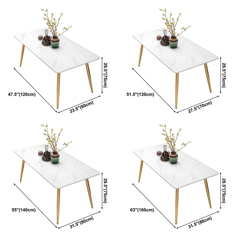 Metal Traditional Luxury Rectangle Indoor Table Sintered Stone Table with Legs