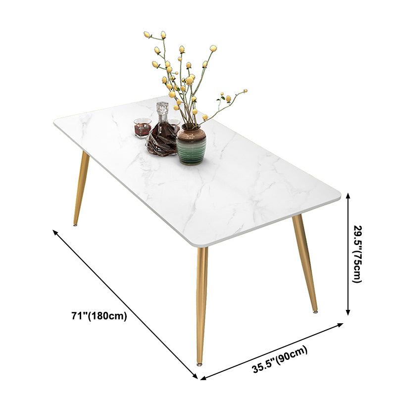 Metal Traditional Luxury Rectangle Indoor Table Sintered Stone Table with Legs