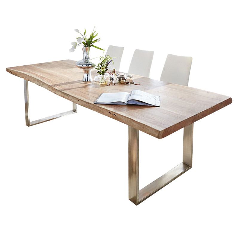 Rechthoek Dubbele voetstuk Glam eettafel houten kleur vaste tafel met massief hout