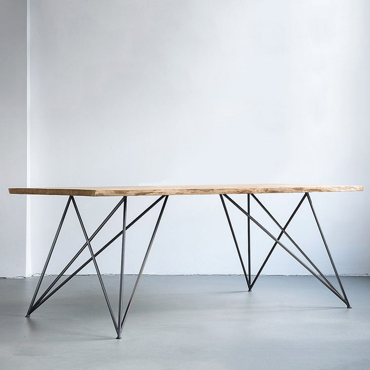 Tavolo da pranzo in stile rettangolo glam tavolo in legno fisso con legno massiccio