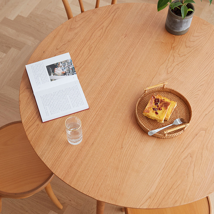 Massief houten dinettetafel van 1,20 meter, moderne eettafel rond voor thuis