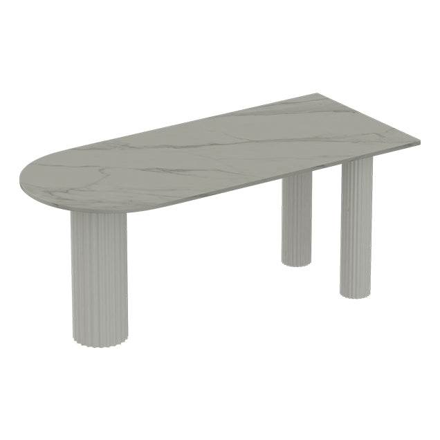 Solid Wood Legs Contemporary Free Form Dining Table Sintered Stone Dining Table for Kitchen