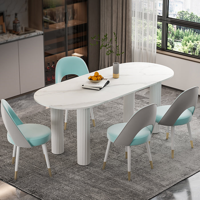 Solid Wood Legs Contemporary Free Form Dining Table Sintered Stone Dining Table for Kitchen
