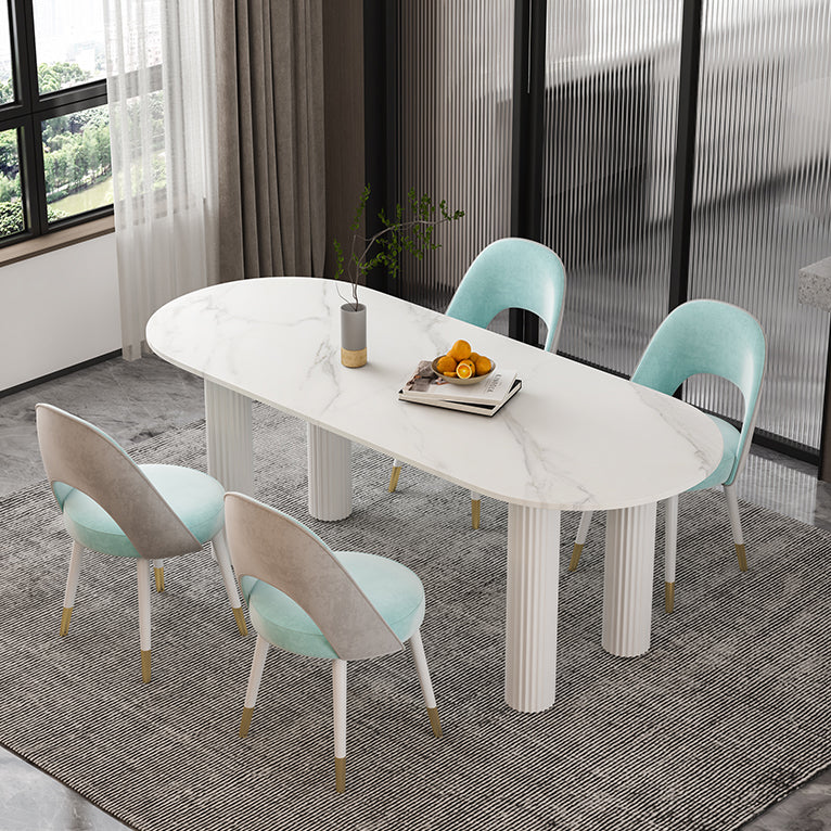 Solid Wood Legs Contemporary Free Form Dining Table Sintered Stone Dining Table for Kitchen