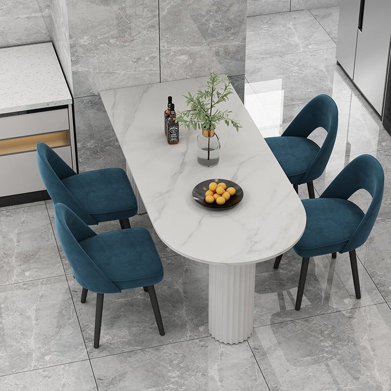 Solid Wood Legs Contemporary Free Form Dining Table Sintered Stone Dining Table for Kitchen