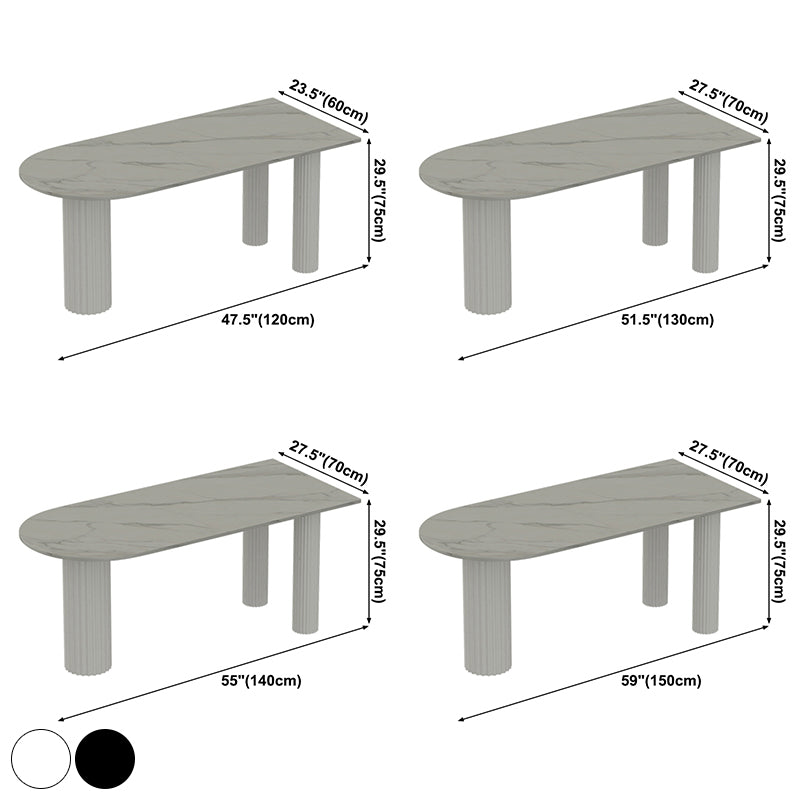 Solid Wood Legs Contemporary Free Form Dining Table Sintered Stone Dining Table for Kitchen