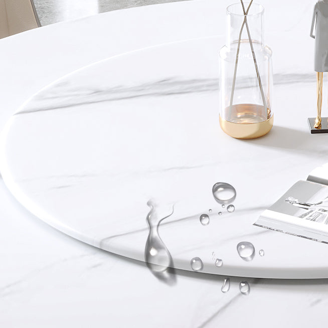 Moderner Stil Sintered Stone Esstisch einzelner Sockel Basis runder Tisch mit Plattenspieler