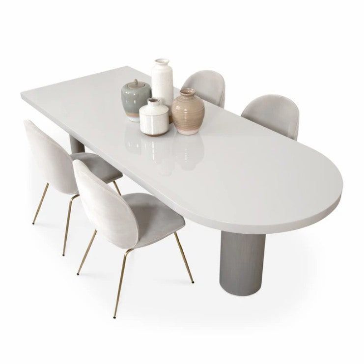 Freiform-Esstisch im minimalistischen Stil, fester Weißton-Tisch mit 3 Beinen