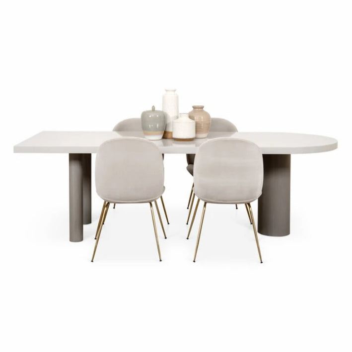 Freiform-Esstisch im minimalistischen Stil, fester Weißton-Tisch mit 3 Beinen