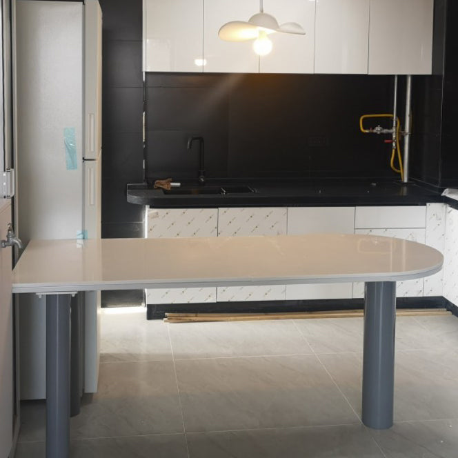 Freiform-Esstisch im minimalistischen Stil, fester Weißton-Tisch mit 3 Beinen