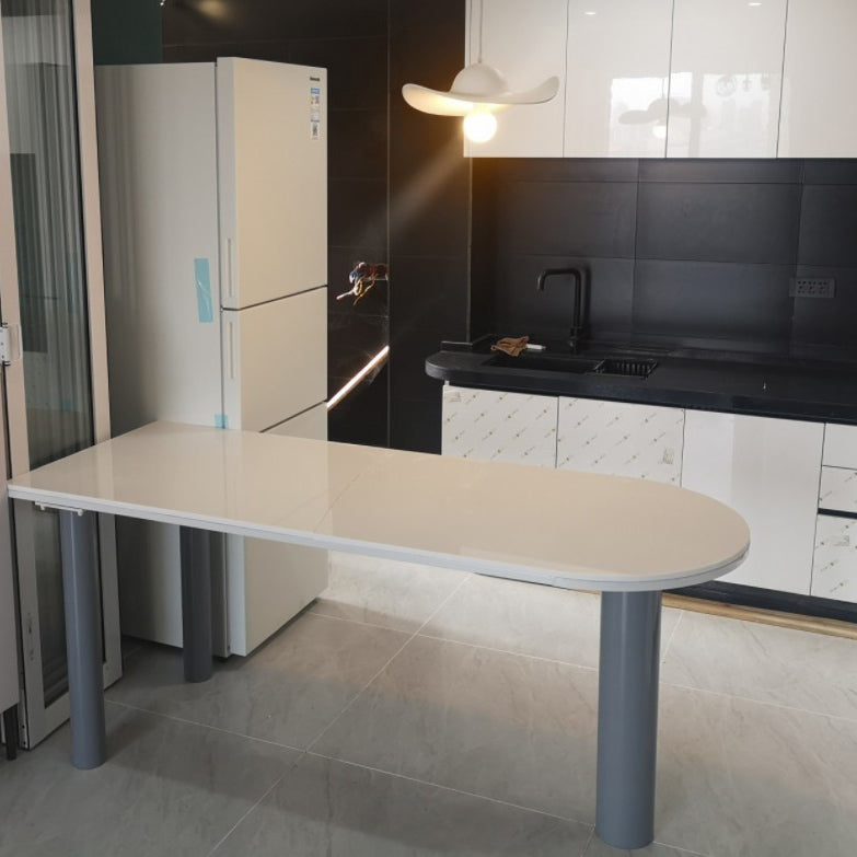 Freiform-Esstisch im minimalistischen Stil, fester Weißton-Tisch mit 3 Beinen