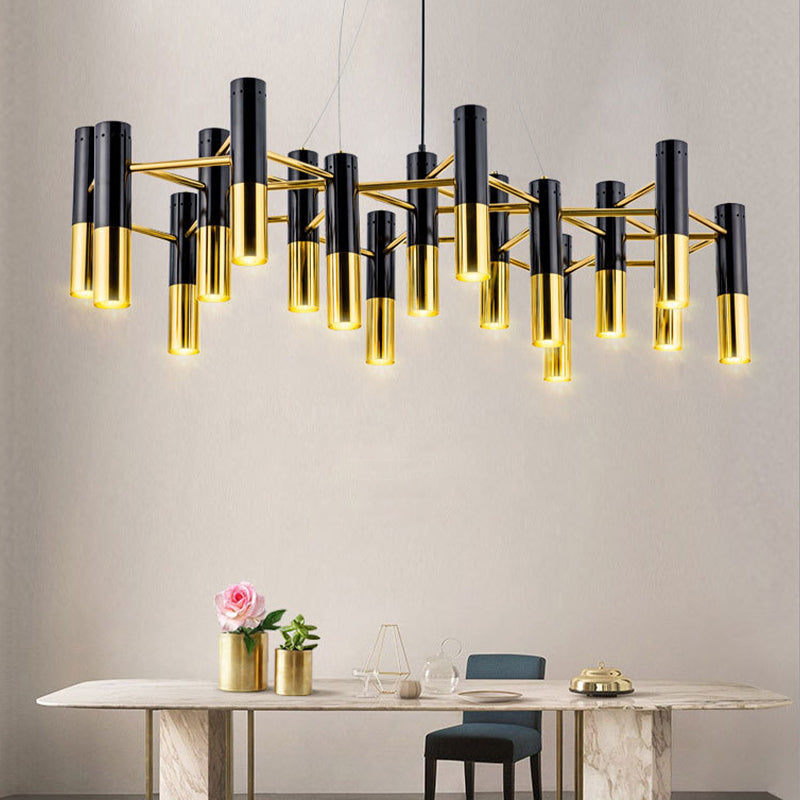 Postmodern metalen kroonluchter verlichtingsarmatuur zwart-gouden hanglamp voor zitkamer