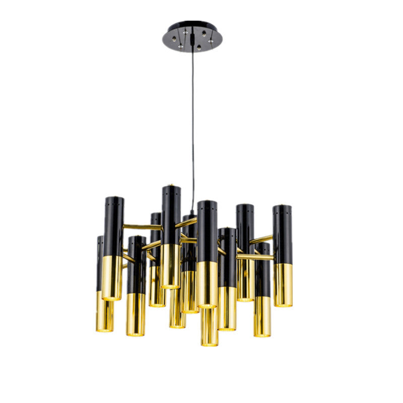 Postmodern metalen kroonluchter verlichtingsarmatuur zwart-gouden hanglamp voor zitkamer