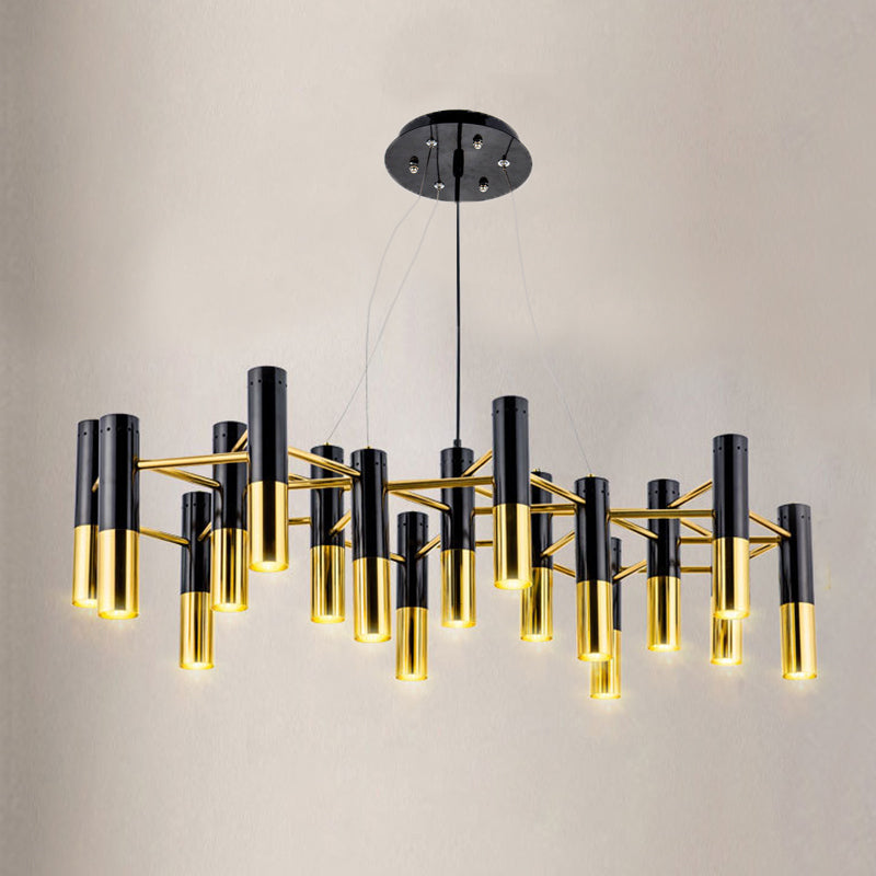 Postmodern metalen kroonluchter verlichtingsarmatuur zwart-gouden hanglamp voor zitkamer