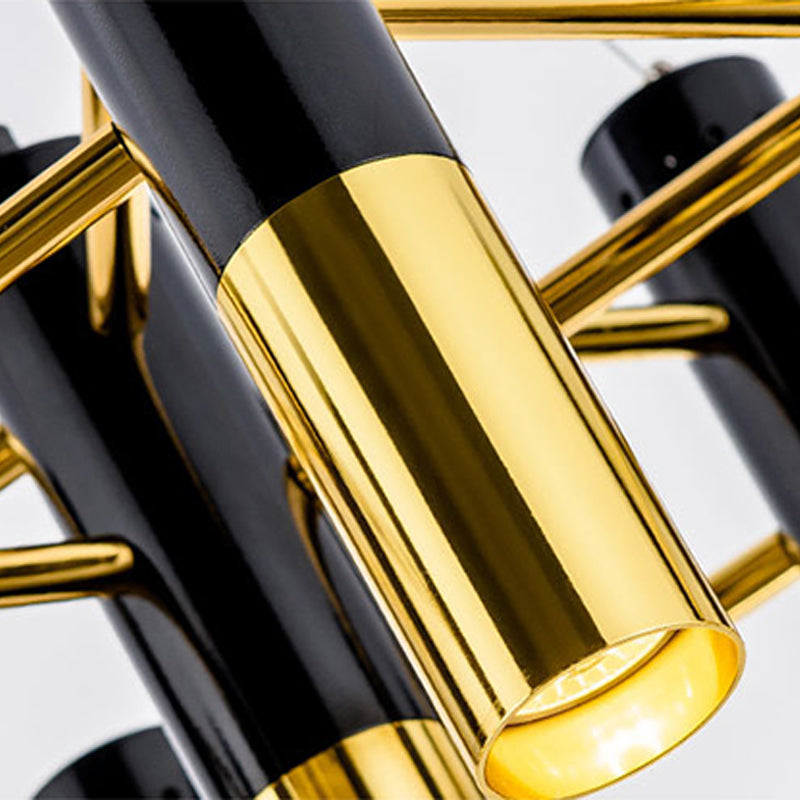 Postmodern metalen kroonluchter verlichtingsarmatuur zwart-gouden hanglamp voor zitkamer