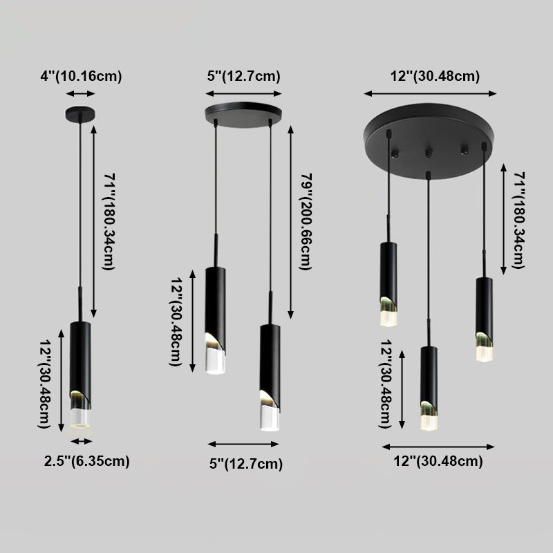 1 cylindre léger suspendu moderne simplicité suspension acrylique pour restaurants