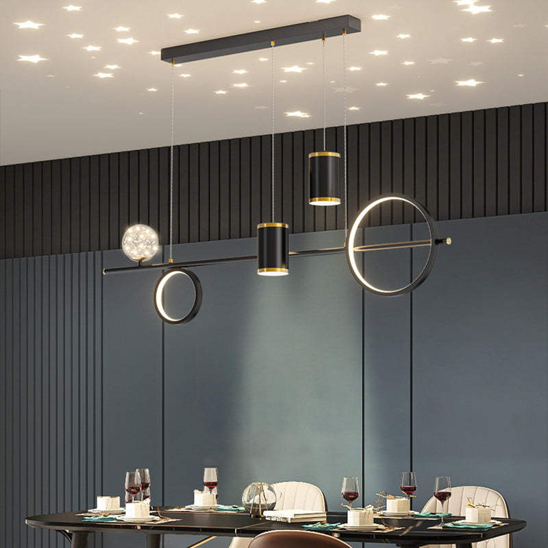 Acrylic Linear LED Island Light Contemporary Simplicity Hanging Lamp for Dining Room