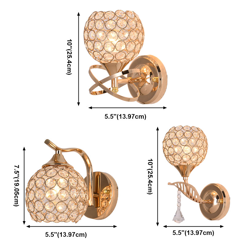 Éclairage mural rond de style minimaliste Éclairage Crystal Cloudroom Glasce Lightture in Gold