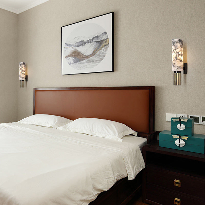 Cylinder Approche du luminaire de la lampe murale à 1 lumière moderne avec nuance de pierre blanche