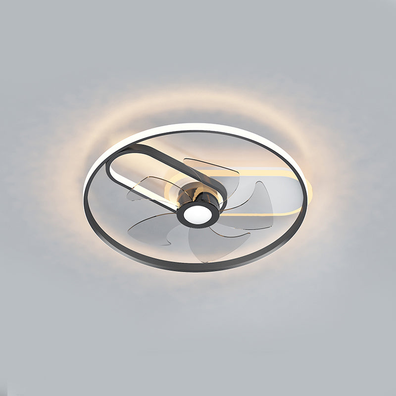 Minimalistische lineare Deckenventilator Leicht Metallic Schlafzimmer LED SEMI BUSCH MOUNTED LICHT