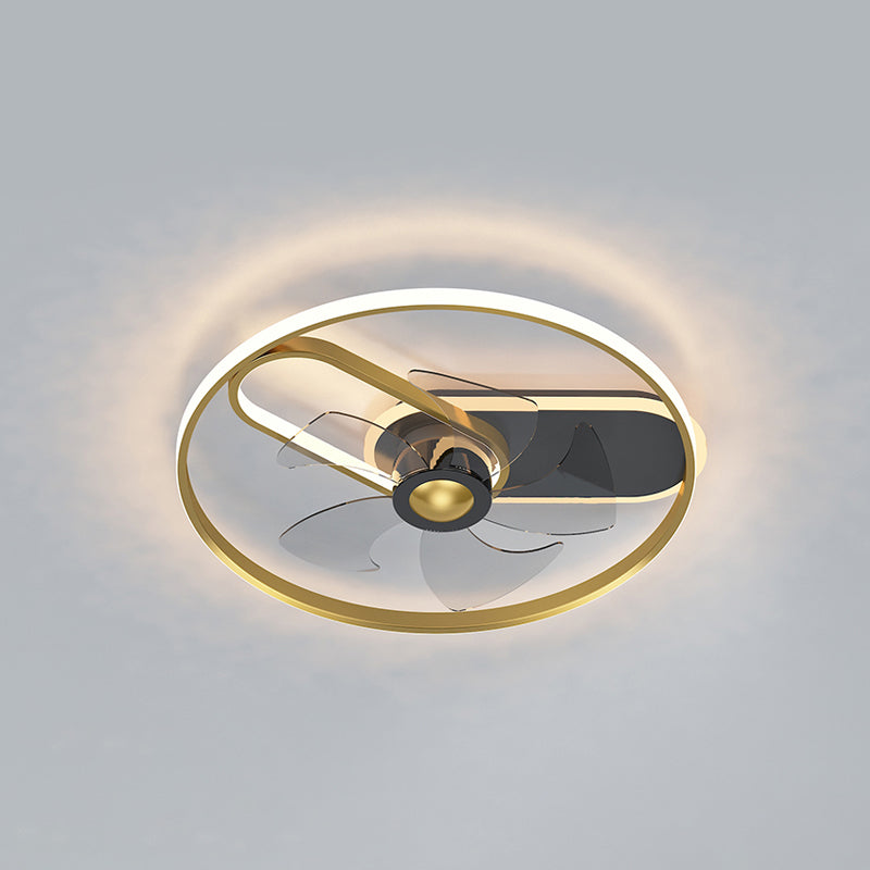 Minimalistische lineare Deckenventilator Leicht Metallic Schlafzimmer LED SEMI BUSCH MOUNTED LICHT