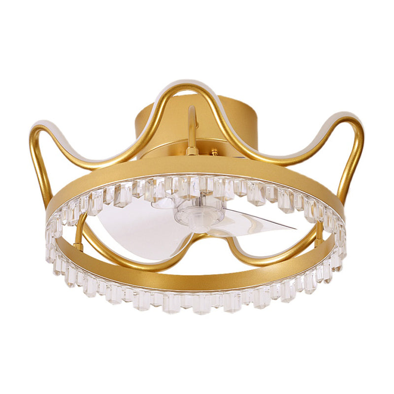 Kronenförmige Schlafzimmer Deckenventilator Lampe Acryl Moderne LED Semi Flush Light