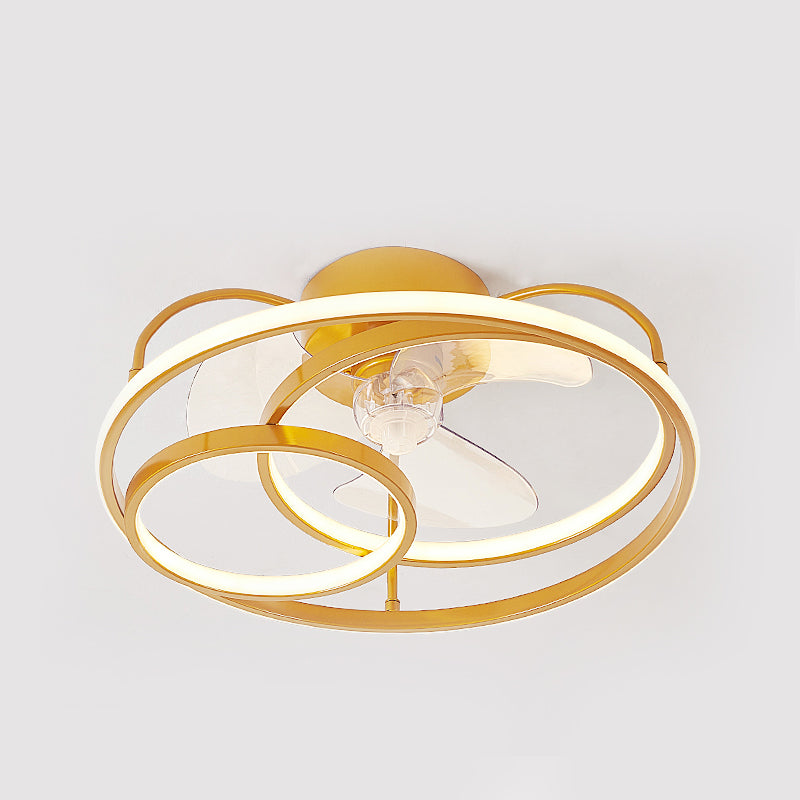 Minimalistische Halo -Ring -Form -Lüfterbeleuchtung Metall Schlafzimmer Halbblöcke Deckenleuchte