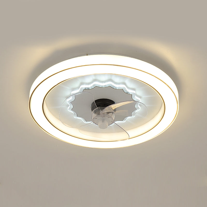 Weiße ultradünne runde Deckenlüfter Minimalistische LED -Acryl -Halbmontage -Beleuchtung für Wohnzimmer