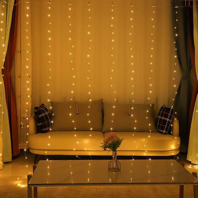 9.8ft Copper Wire LED Light Strip Decorative Indoor Curtain Lights with Hook and Remote