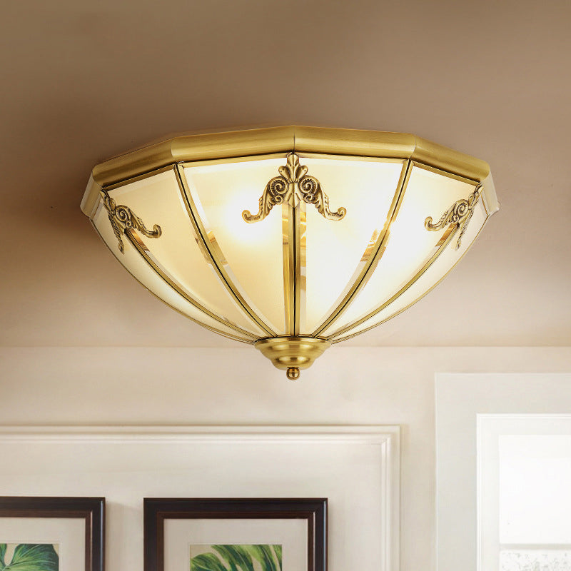 Colonial Classic Ceiling Fixture Copper Bowl Ceiling Light with White Glass Shade