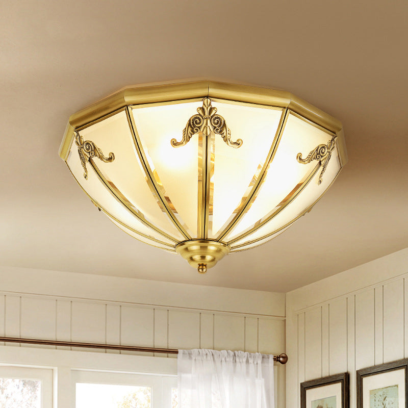 Colonial Classic Ceiling Fixture Copper Bowl Ceiling Light with White Glass Shade