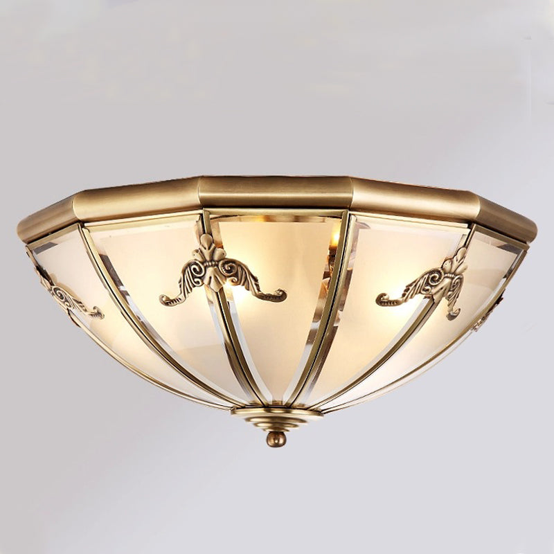 Colonial Classic Ceiling Fixture Copper Bowl Ceiling Light with White Glass Shade