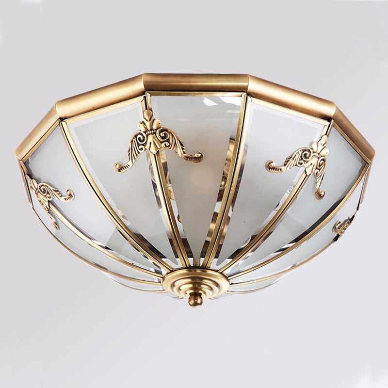 Colonial Classic Ceiling Fixture Copper Bowl Ceiling Light with White Glass Shade
