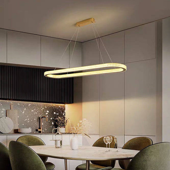 Modern Kitchen Island Lighting Oval Metal Island Light Fixture in Gold Finish