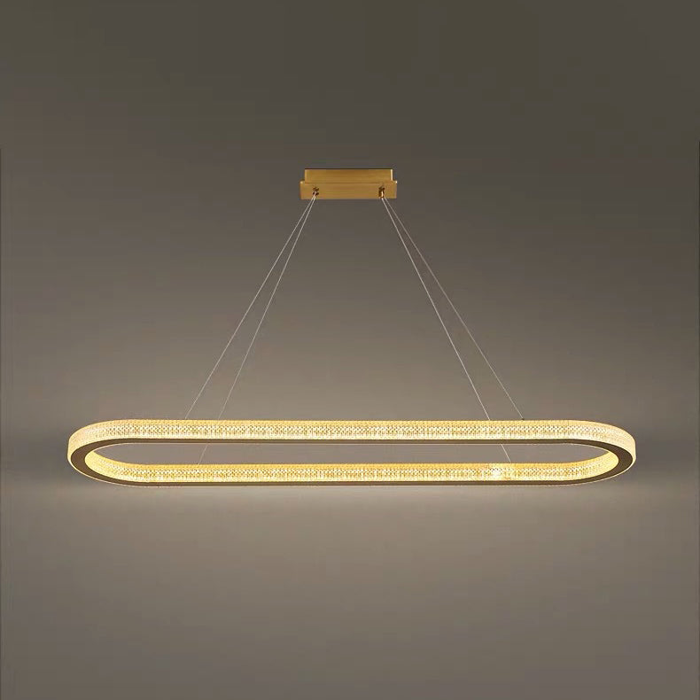 Modern Kitchen Island Lighting Oval Metal Island Light Fixture in Gold Finish